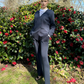Classic Fit Elasticated Waistband Breezy Soft Knitted Cotton Wide Leg Navy Trousers - AALKAMI.London
