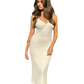 Lightweight Classic Fit White Ribbed Sleeveless Cotton Summer Dress - AALKAMI.London