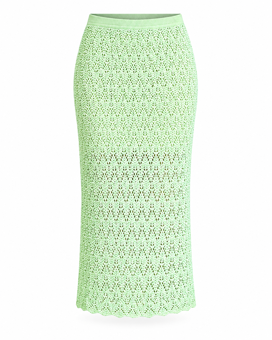Lightweight Lace Design Elasticated Waistband MIDI Mint Summer Skirt - AALKAMI.London