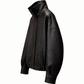 Leather Jacket Relaxed Fit Stand Collar Soft Structure Elegant Effortless Silhouette - AALKAMI.London