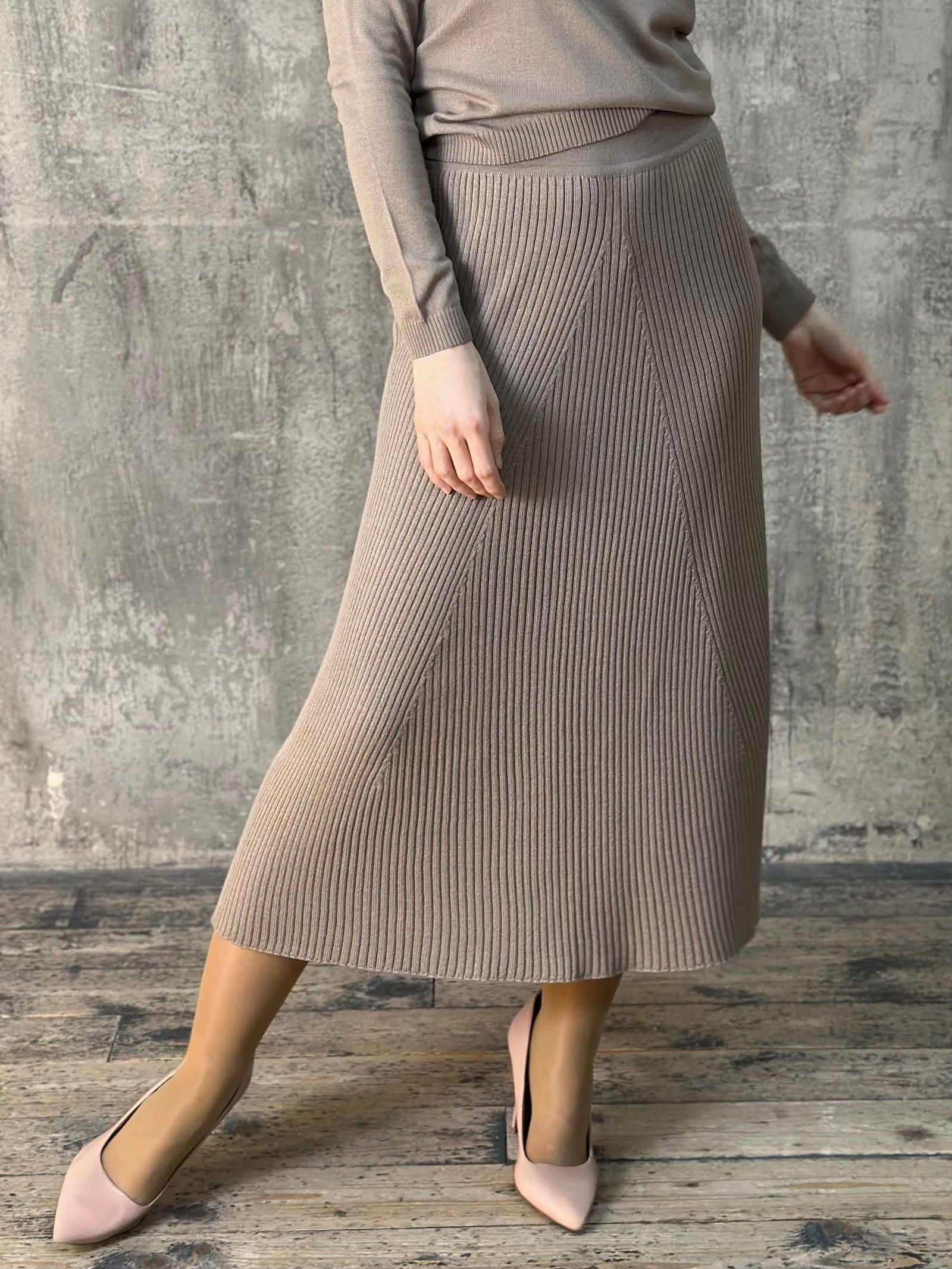 Merino Wool A-Line Skirt - AALKAMI.London