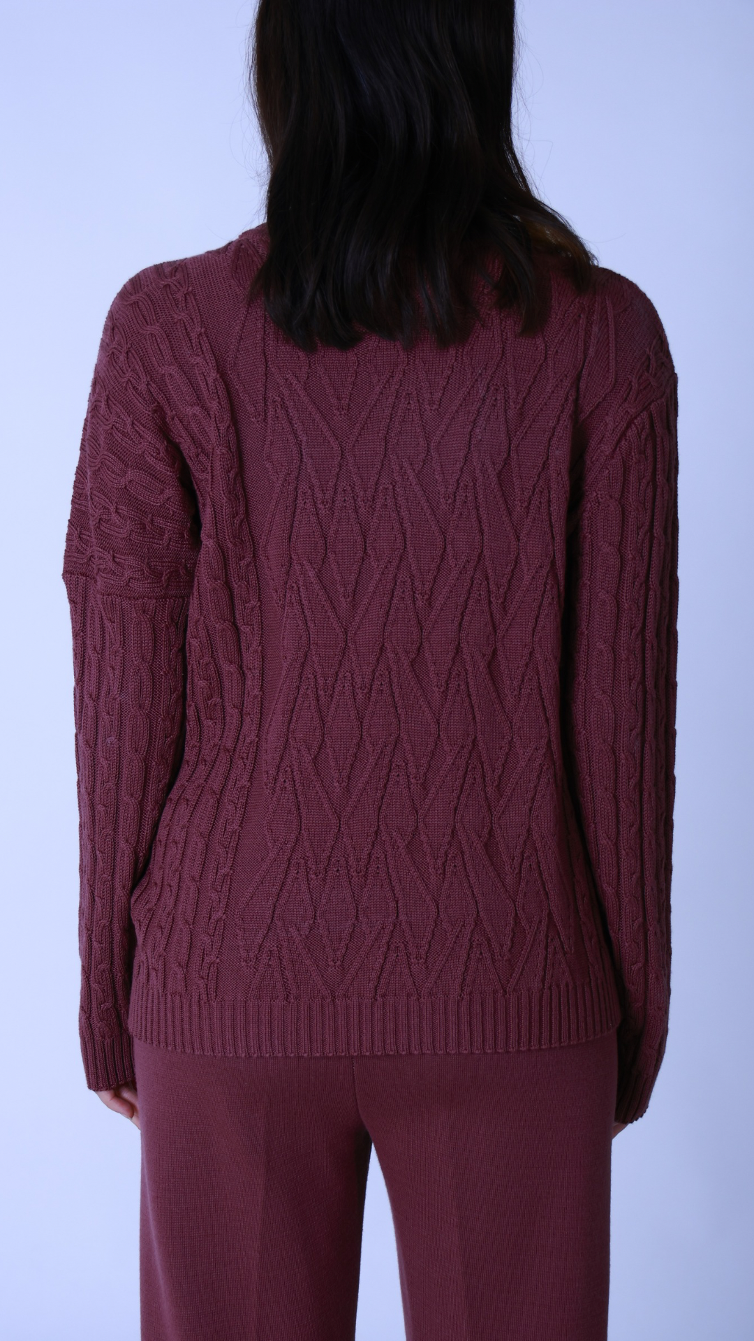 Merino Wool Cable Knit Design Jumper - AALKAMI.London