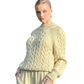 Relaxed Fit Cable Knit Round Neck Yellow Knitted Merino Wool Jumper - AALKAMI.London