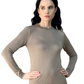 Long Sleeve Round Neck Mocha Merino Wool Top - AALKAMI.London