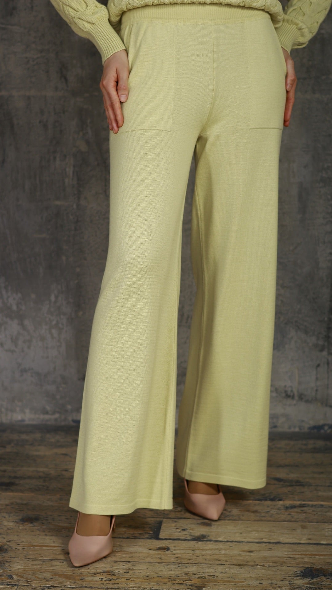 ILEAN WIDE STRAIGHT BUGGY WOOL SLACKS Ellie Navy Merino Wool Pants