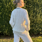 Summer Weekend Away Casual Italian Wool Loose Silhouette White Cable Knit Jumper - AALKAMI.London