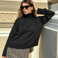 Luxury Italian Materials Women’s Knitted Merino Wool High Neck Black Jumper - AALKAMI.London