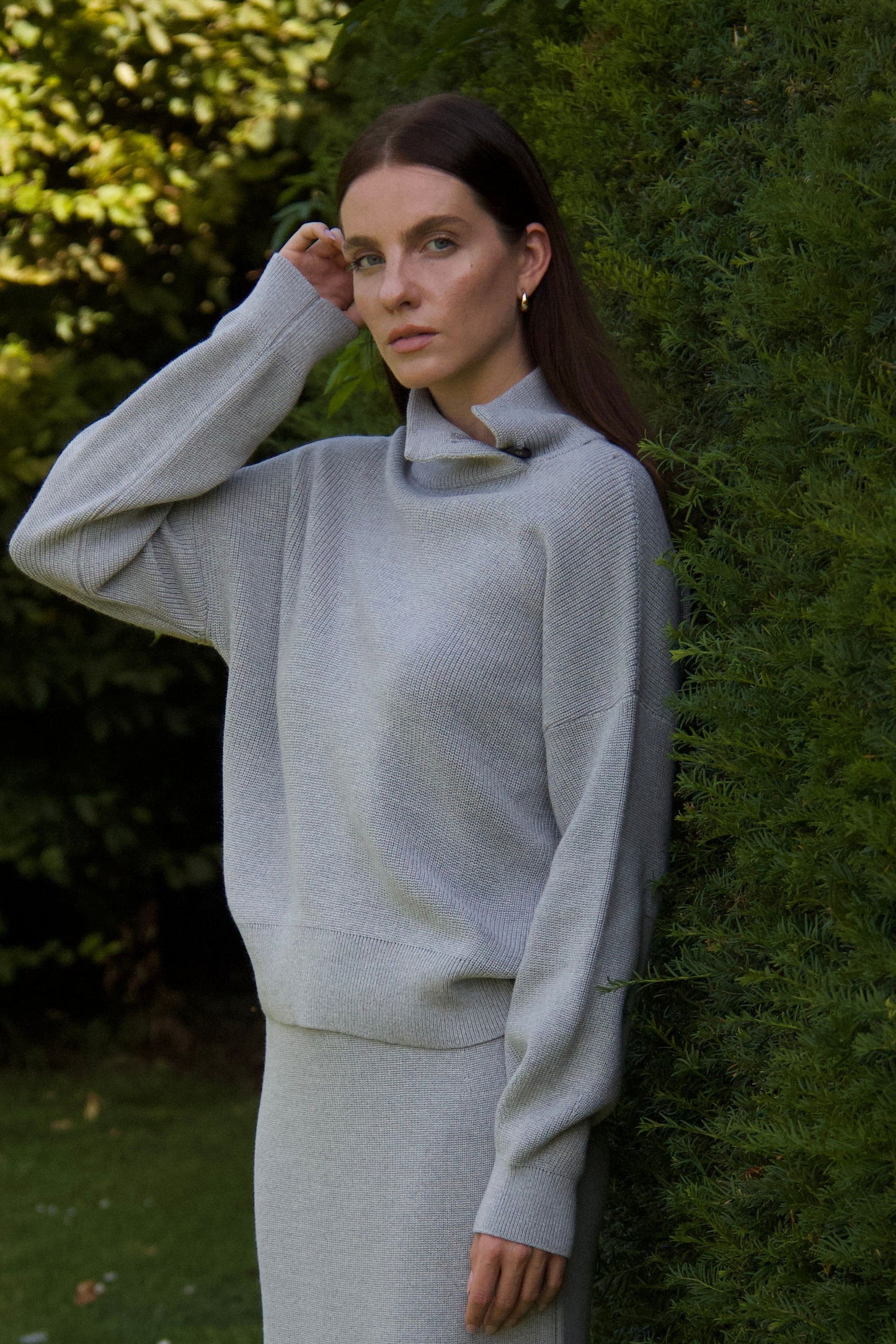 Women’s Wool High Neck Jumper In Grey - AALKAMI.London