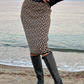 Fall Fashion Timeless Look Natural Materials Luxury Wool Knitted Print MIDI Skirt - AALKAMI.London